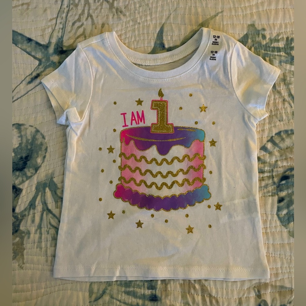 NWT The Children’s Place I am 1 sparkly birthday girl shirt size 12 to 18m